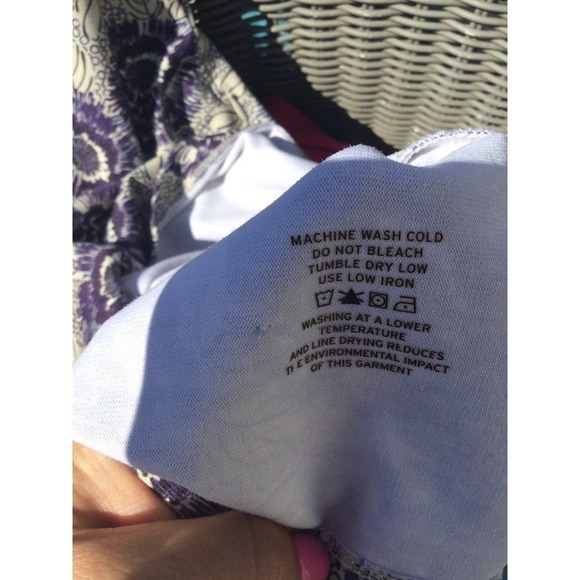 REI Women Mini Dress Size XS Grey Purple Surplice Neckline Floral Camping Hiking - Picture 9 of 10